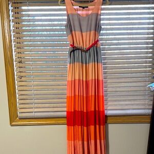 Pleated Color Block Maxi Dress sz12